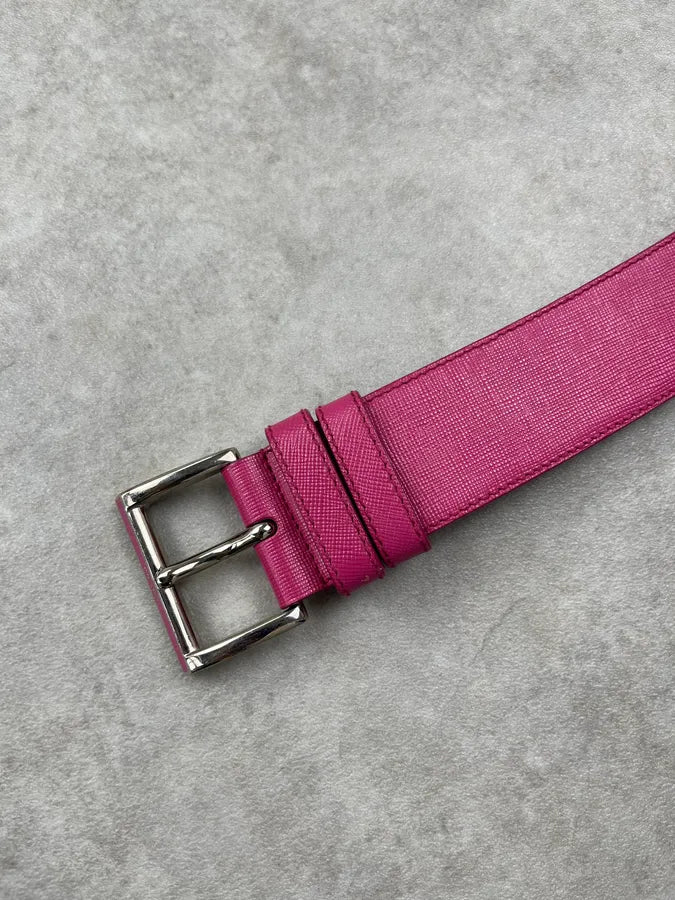 2000s Prada Pure Pink Fuschia Leather Belt YbXJoHq 5