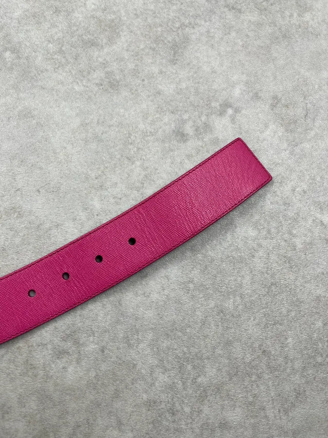 2000s Prada Pure Pink Fuschia Leather Belt YbXJoHq 6