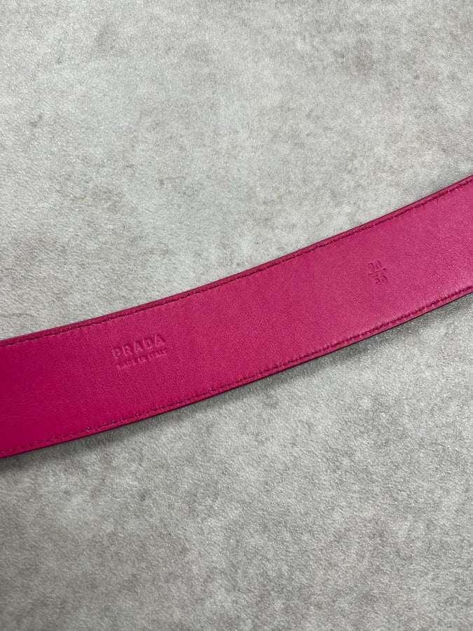 2000s Prada Pure Pink Fuschia Leather Belt YbXJoHq 8