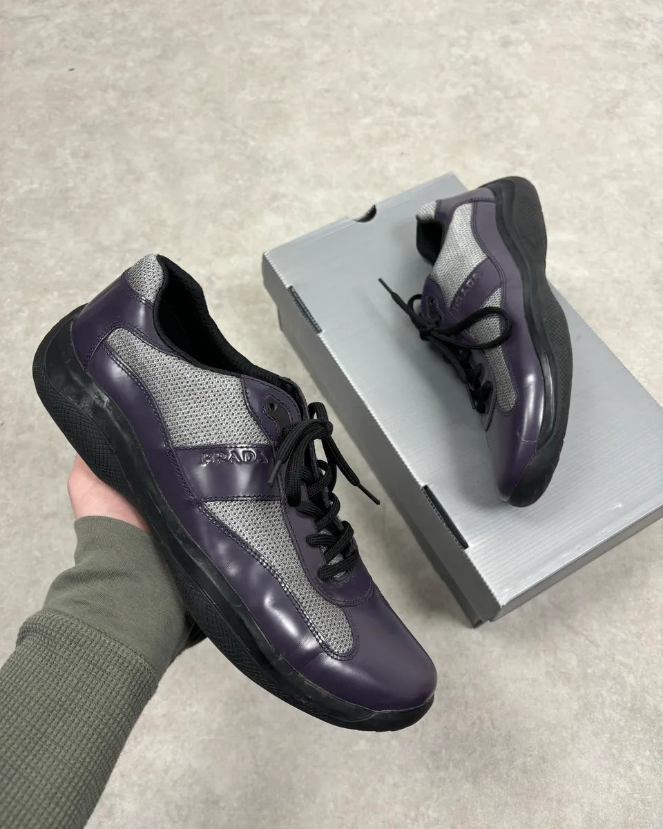 2000s Prada Purple Leather Mesh Sneaker Size 43 PfFxGJb 0