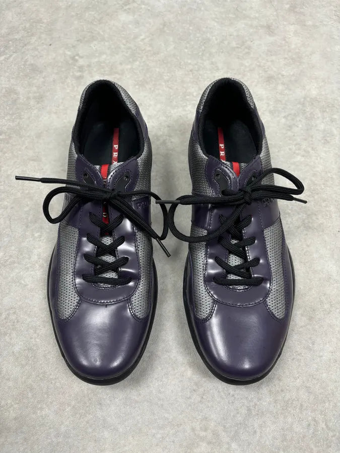 2000s Prada Purple Leather Mesh Sneaker Size 43 PfFxGJb 1
