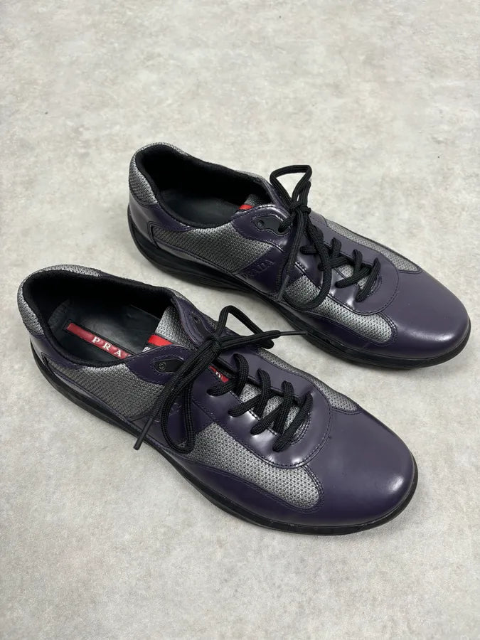 2000s Prada Purple Leather Mesh Sneaker Size 43 PfFxGJb 2
