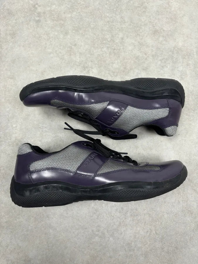 2000s Prada Purple Leather Mesh Sneaker Size 43 PfFxGJb 3