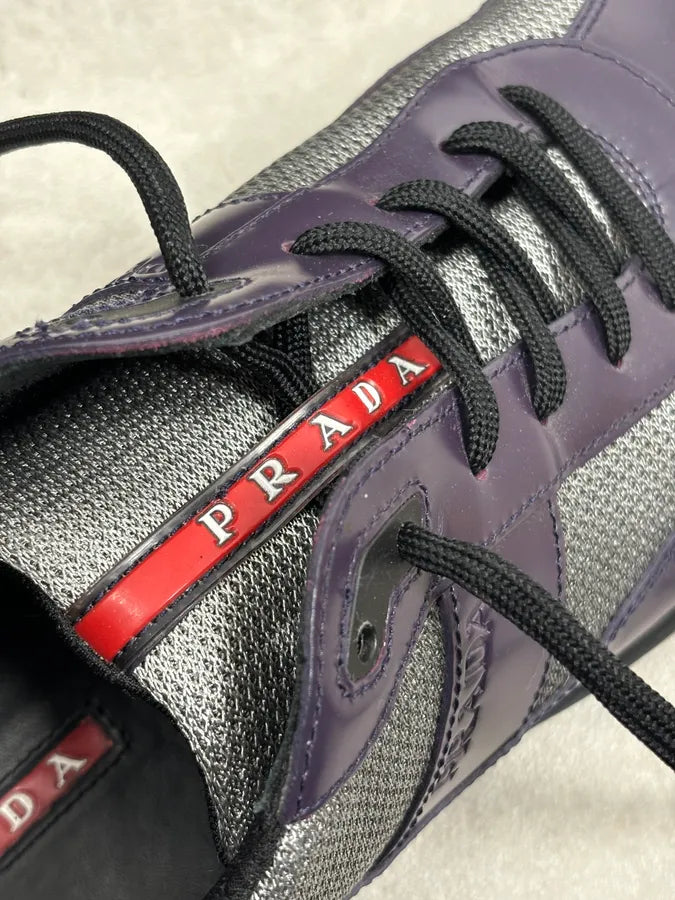 2000s Prada Purple Leather Mesh Sneaker Size 43 PfFxGJb 7