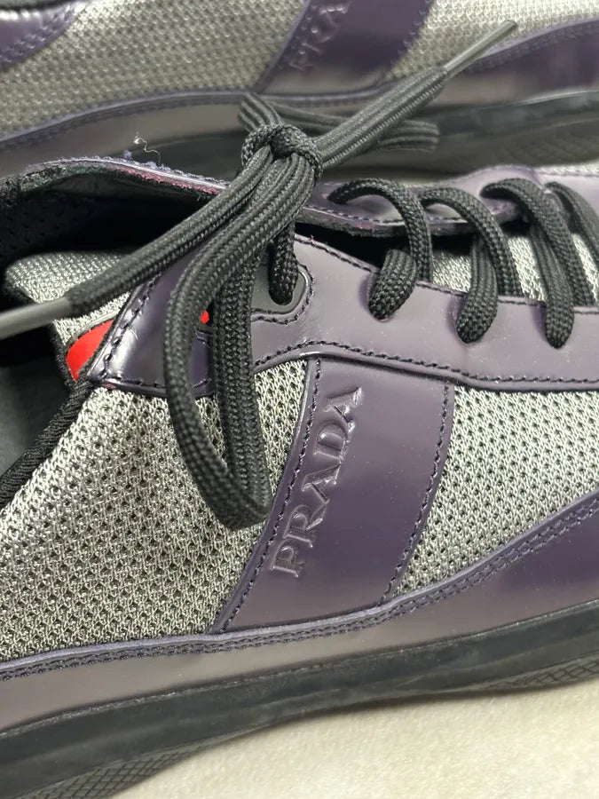 2000s Prada Purple Leather Mesh Sneaker Size 43 PfFxGJb 4