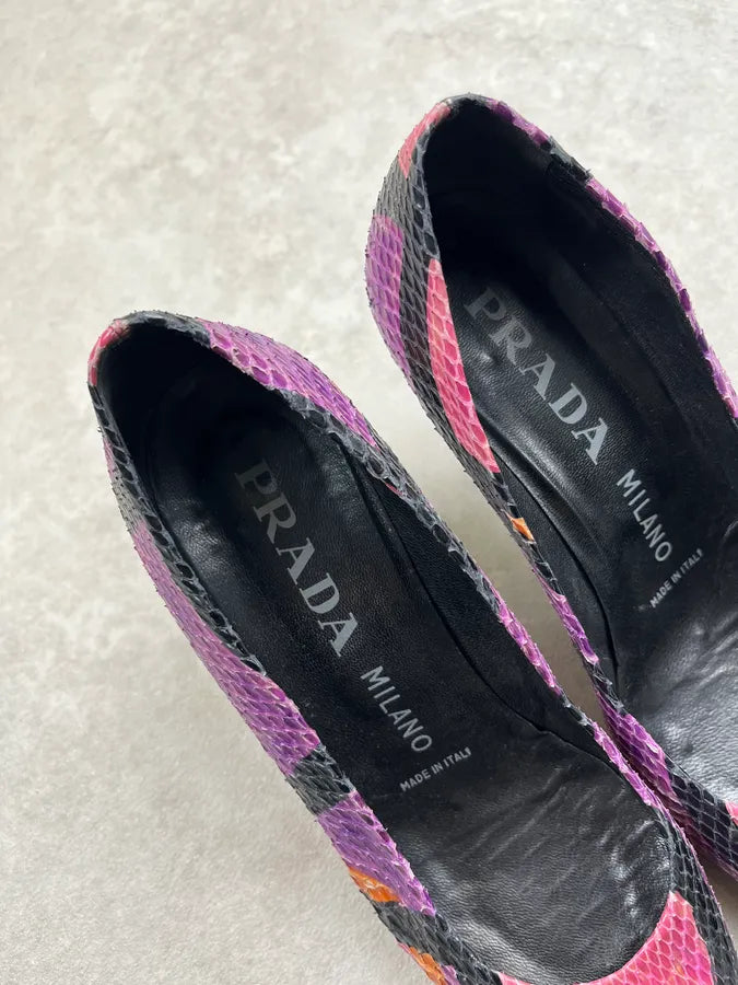 2000s Prada Python Leather Abstract Purple Heels oWsRjrI 5