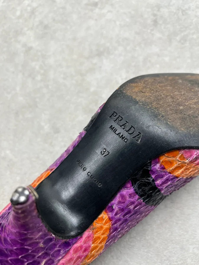 2000s Prada Python Leather Abstract Purple Heels oWsRjrI 7