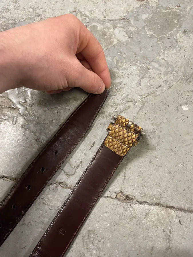 2000s Prada Raw Python Leather Belt MIxnqcl 5