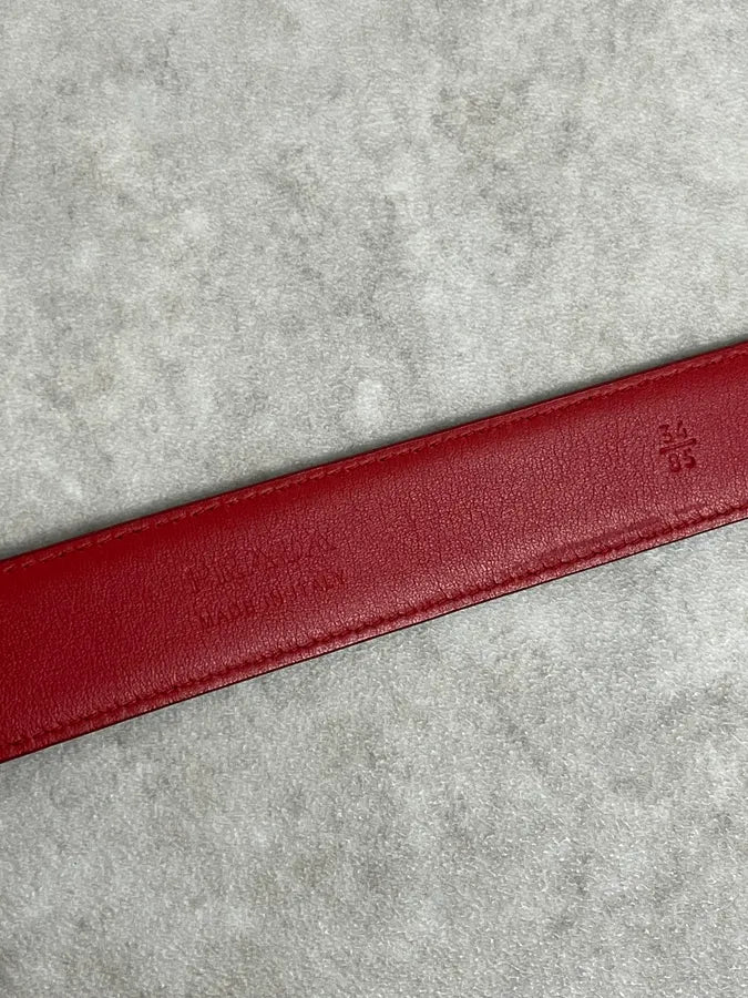 2000s Prada Red & Blue Leather Classy Belt kbembmc 6