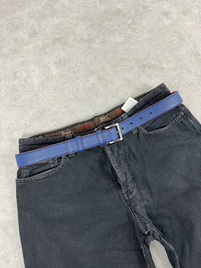 2000s Prada Red & Blue Leather Classy Belt kbembmc 0