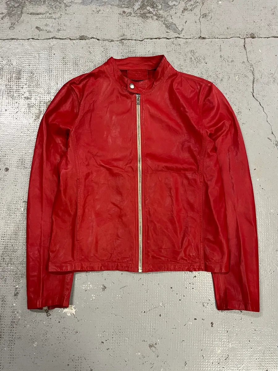 2000s Prada Red Biker Leather Jacket GthTEda 0