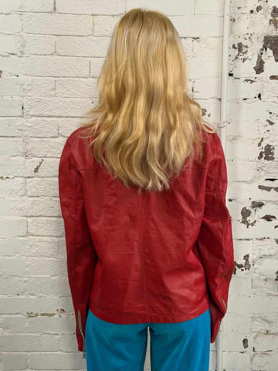 2000s Prada Red Biker Leather Jacket GthTEda 2