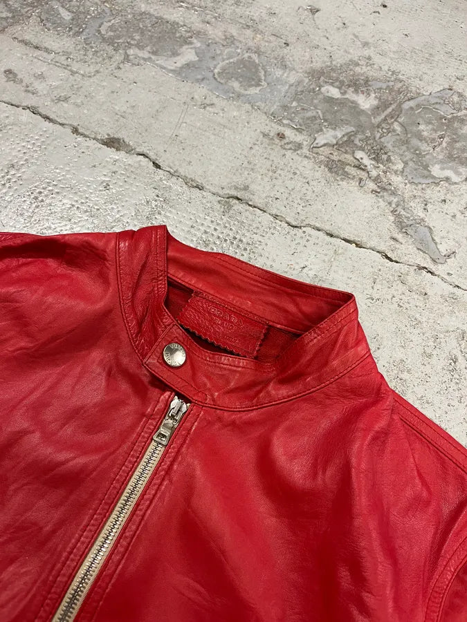 2000s Prada Red Biker Leather Jacket GthTEda 5