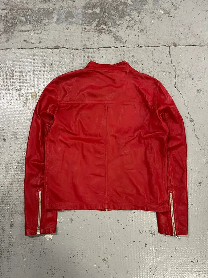 2000s Prada Red Biker Leather Jacket GthTEda 6