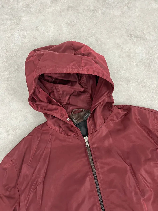 2000s Prada Red Burgundy Tech Zip-up Windbreaker Jacket jlLUncB 4