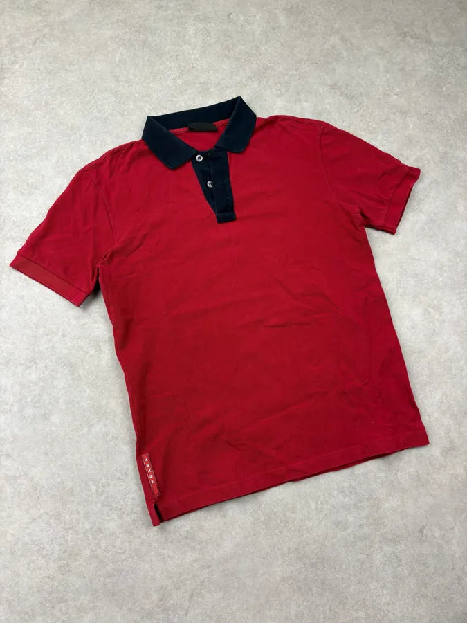 2000s Prada Red Contrast Linea Rossa Collar Polo PuPMhII 3