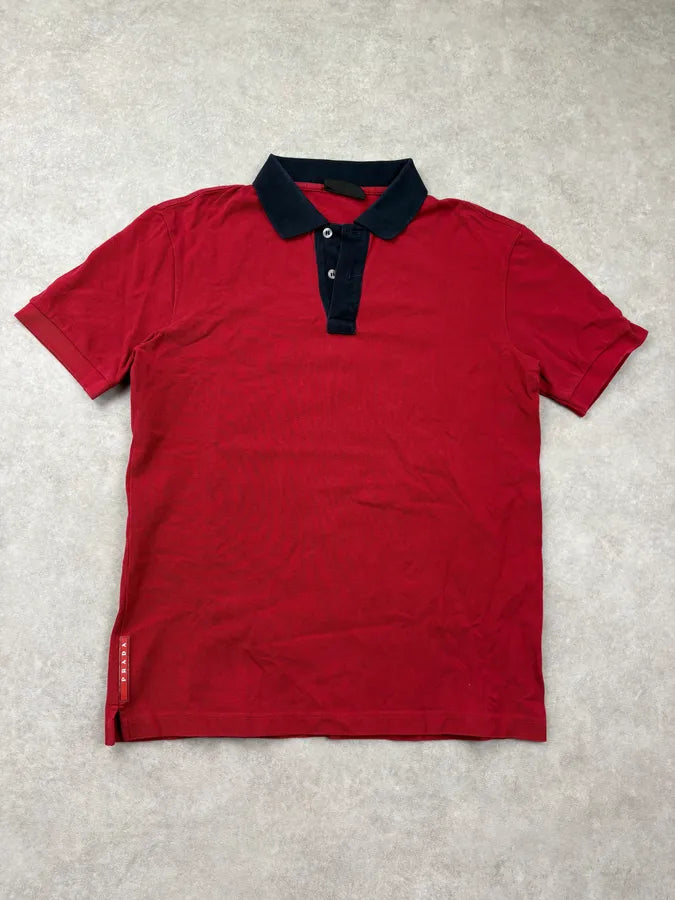 2000s Prada Red Contrast Linea Rossa Collar Polo PuPMhII 0
