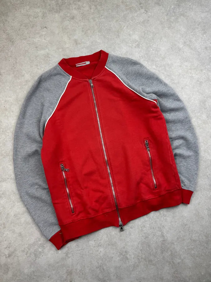 SS2003 Prada Red & Grey Zip-up Sweater xxRrjlJ 3