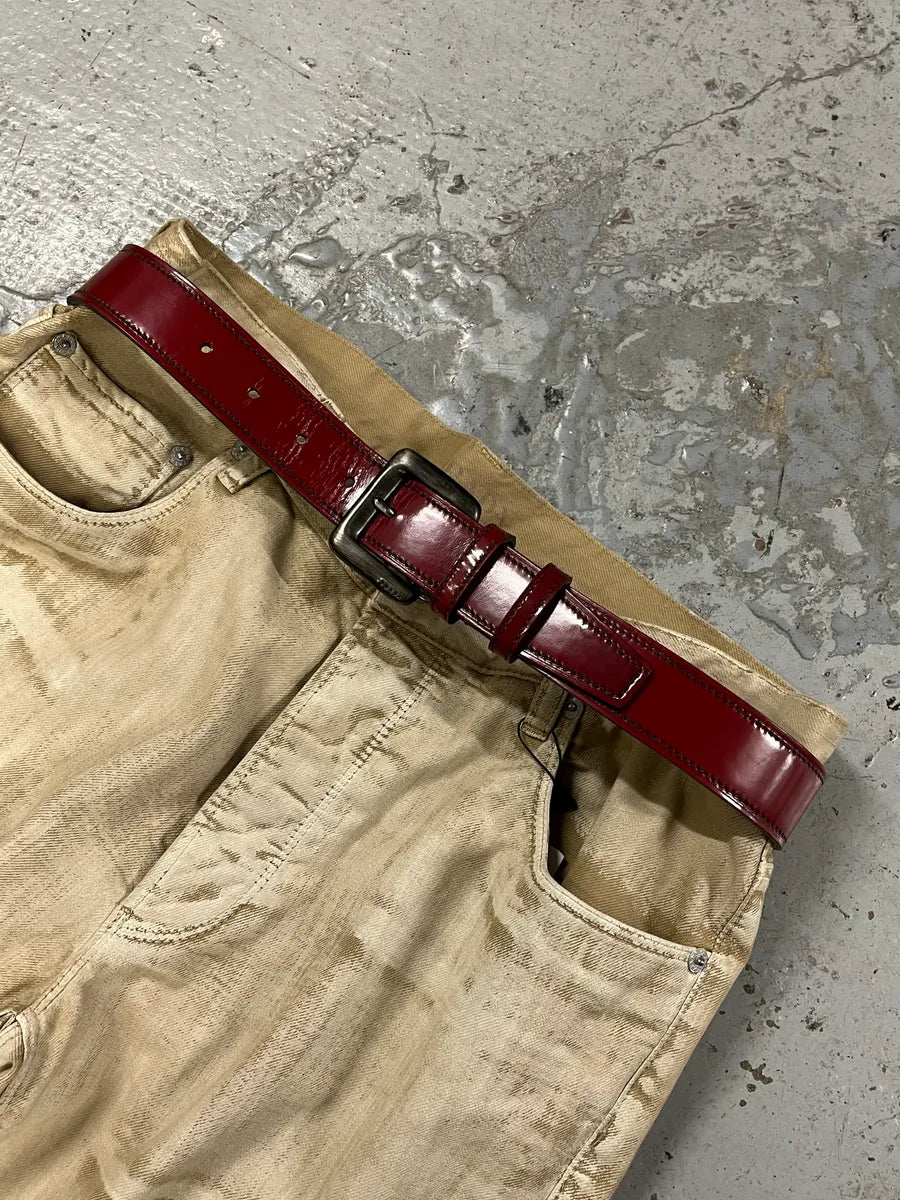2000s Prada Red Glamour Leather Belt AJdQEjx 0