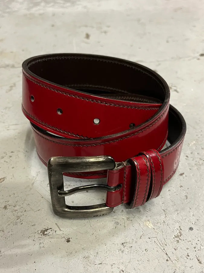 2000s Prada Red Glamour Leather Belt AJdQEjx 1
