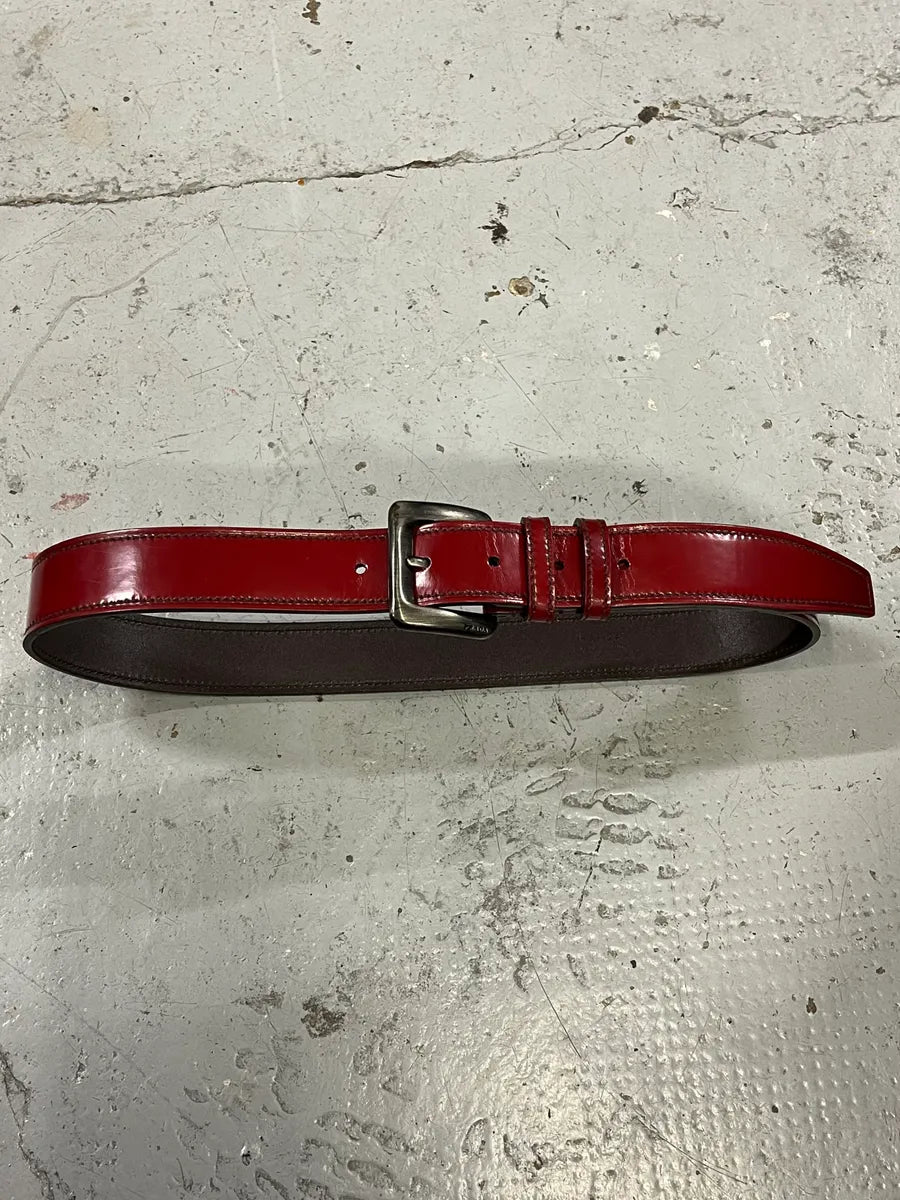 2000s Prada Red Glamour Leather Belt AJdQEjx 3
