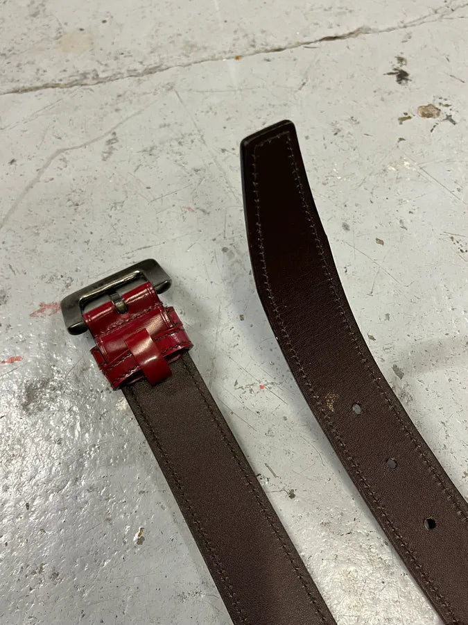 2000s Prada Red Glamour Leather Belt AJdQEjx 4