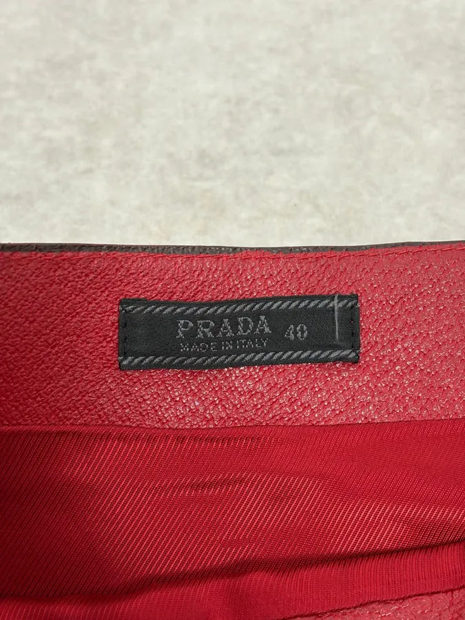2000s Prada Red Glamour Long Leather Skirt JtjvOVV 8