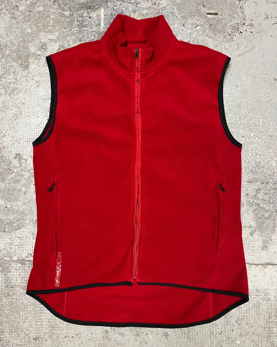 2000s Prada Red Linea Rossa Sleeveless Polar Fleece Vest azXDLuA 0