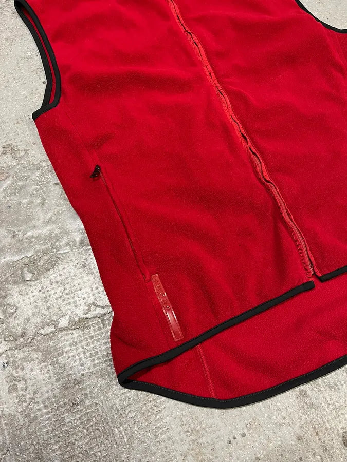 2000s Prada Red Linea Rossa Sleeveless Polar Fleece Vest azXDLuA 6
