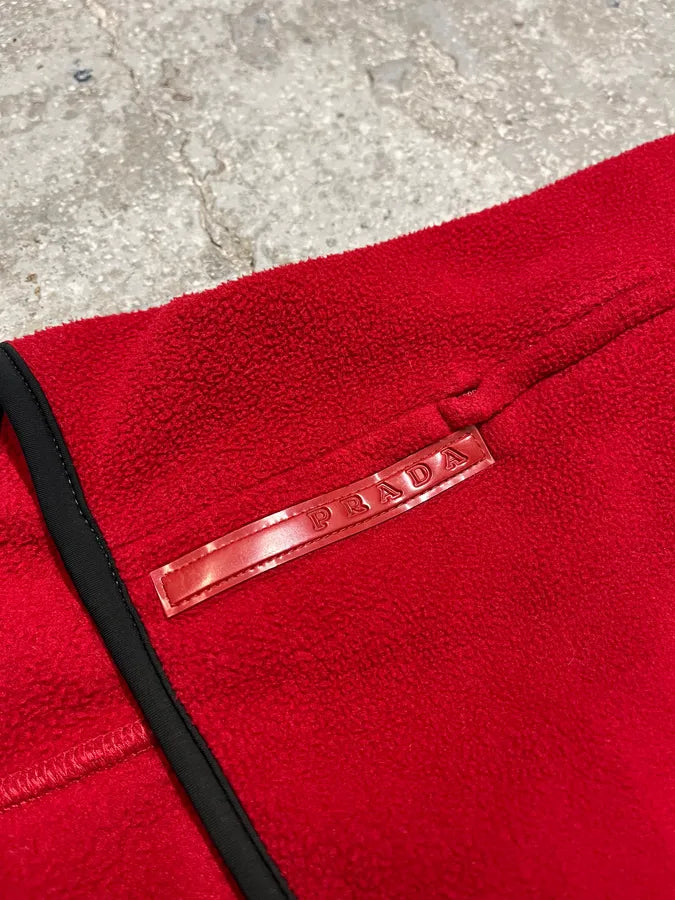 2000s Prada Red Linea Rossa Sleeveless Polar Fleece Vest azXDLuA 7