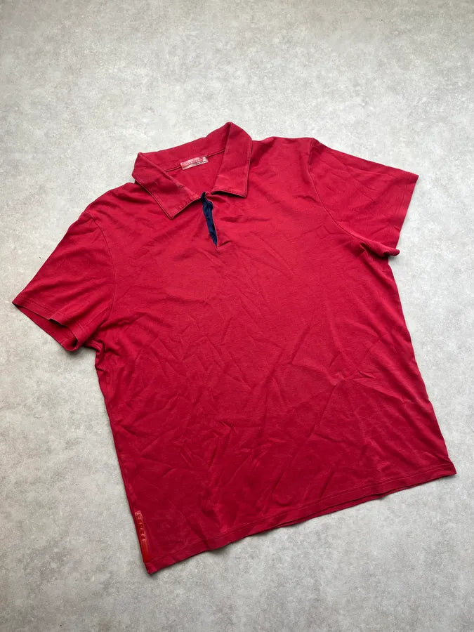 2000s Prada Linea Rossa Short Sleeves Polo Shirt aQcuzAh 4