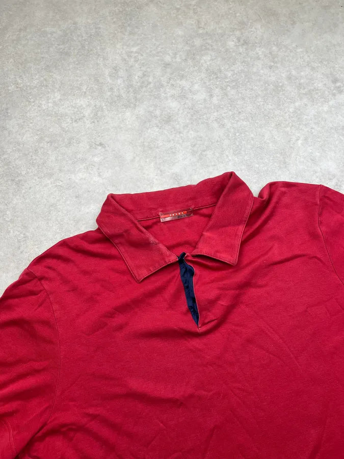 2000s Prada Linea Rossa Short Sleeves Polo Shirt aQcuzAh 3