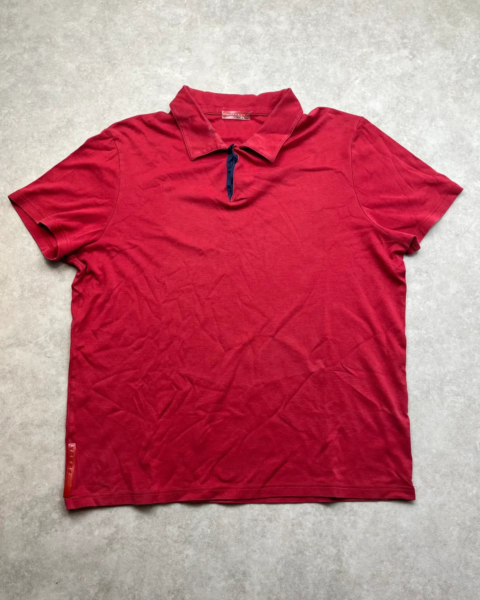 2000s Prada Linea Rossa Short Sleeves Polo Shirt aQcuzAh 0