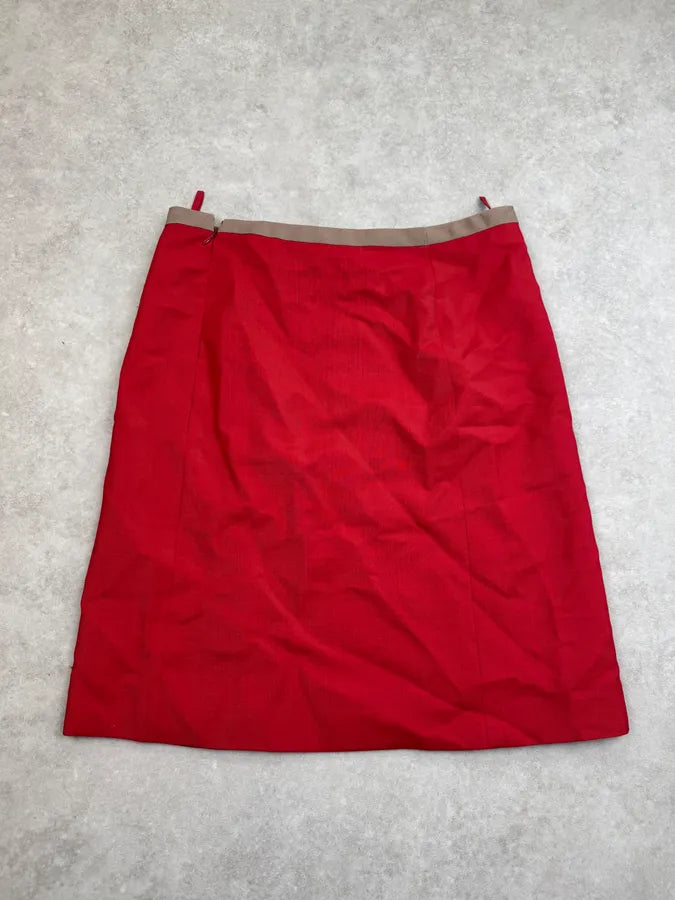 SS2005 Prada Red Mohair Striped Midi Skirt ncDKvmB 7