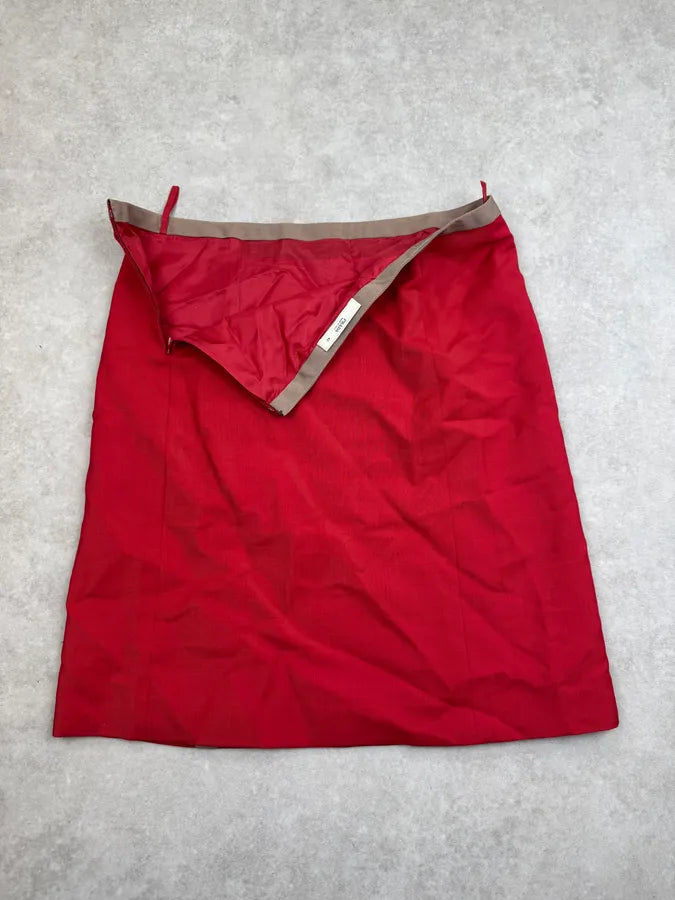 SS2005 Prada Red Mohair Striped Midi Skirt ncDKvmB 9