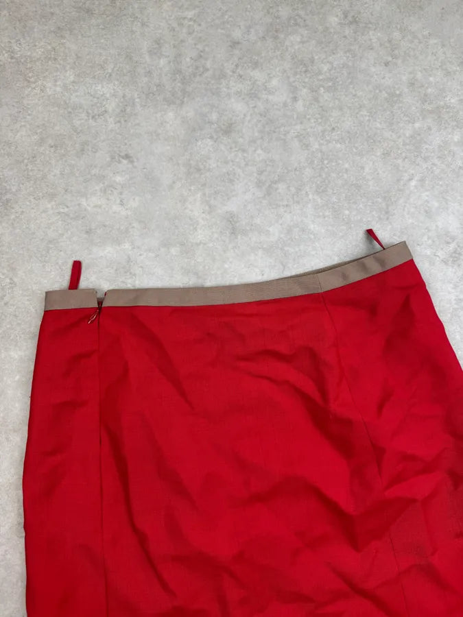 SS2005 Prada Red Mohair Striped Midi Skirt ncDKvmB 8