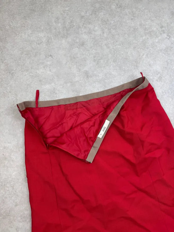 SS2005 Prada Red Mohair Striped Midi Skirt ncDKvmB 10