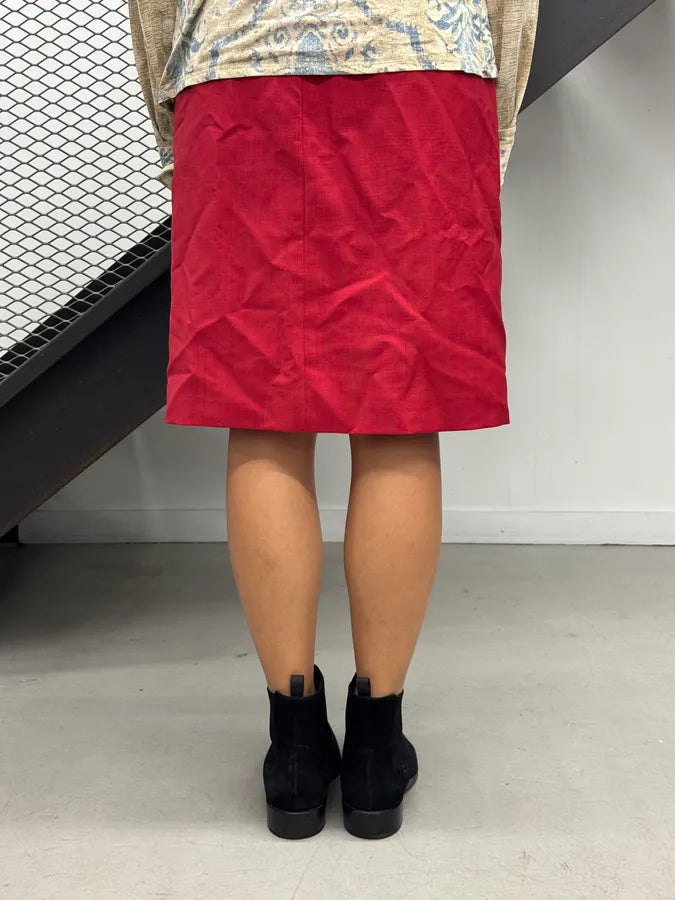 SS2005 Prada Red Mohair Striped Midi Skirt ncDKvmB 3