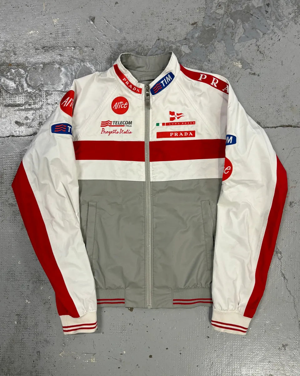 AW2003 Prada Red White Nylon Luna Rossa Jacket XMvJPrg 0