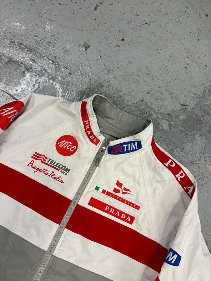AW2003 Prada Red White Nylon Luna Rossa Jacket XMvJPrg 3