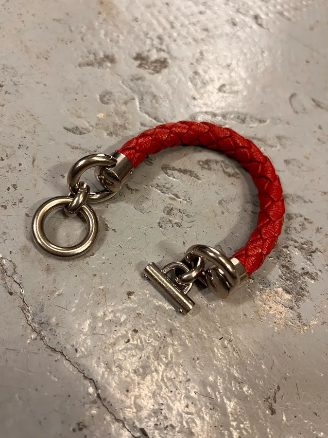 2000s Prada Red Woven Leather Bracelet IeJLvzo 4