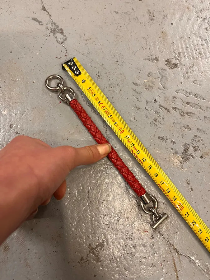 2000s Prada Red Woven Leather Bracelet IeJLvzo 5