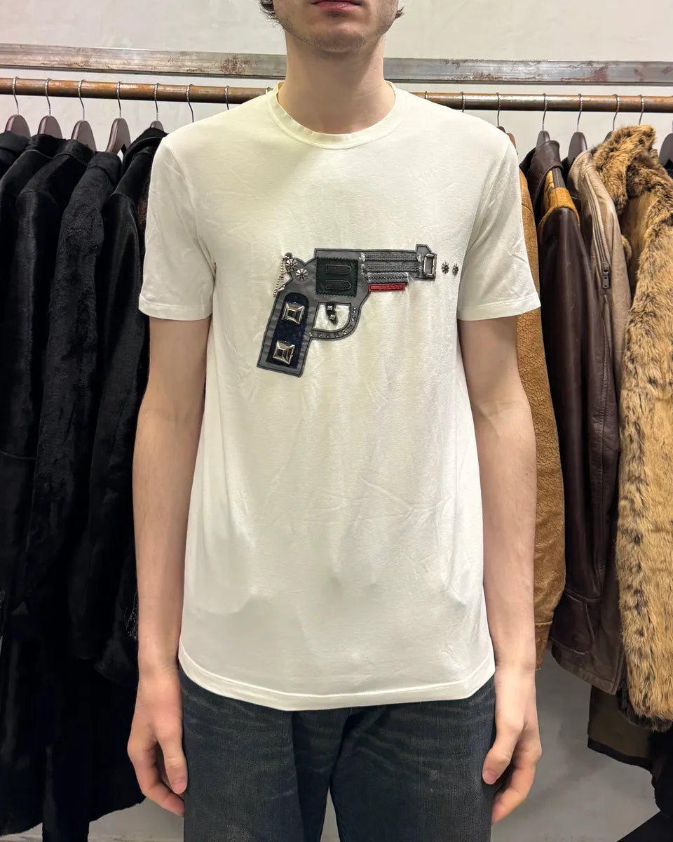 2000s Prada Relief Gun White Tee-Shirt (S) RYLZoIO 1