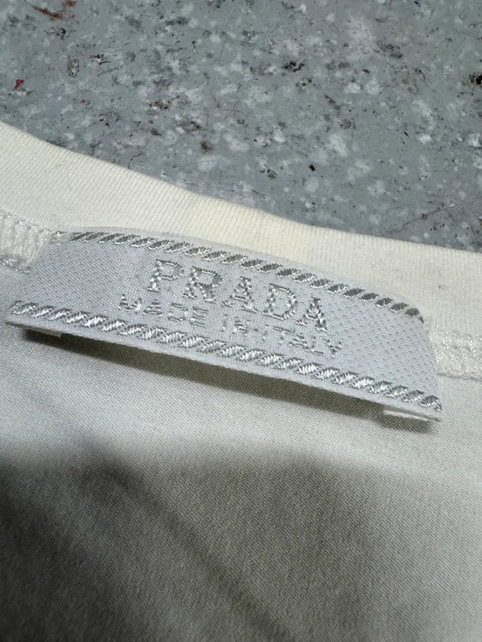 2000s Prada Relief Gun White Tee-Shirt (S) RYLZoIO 4