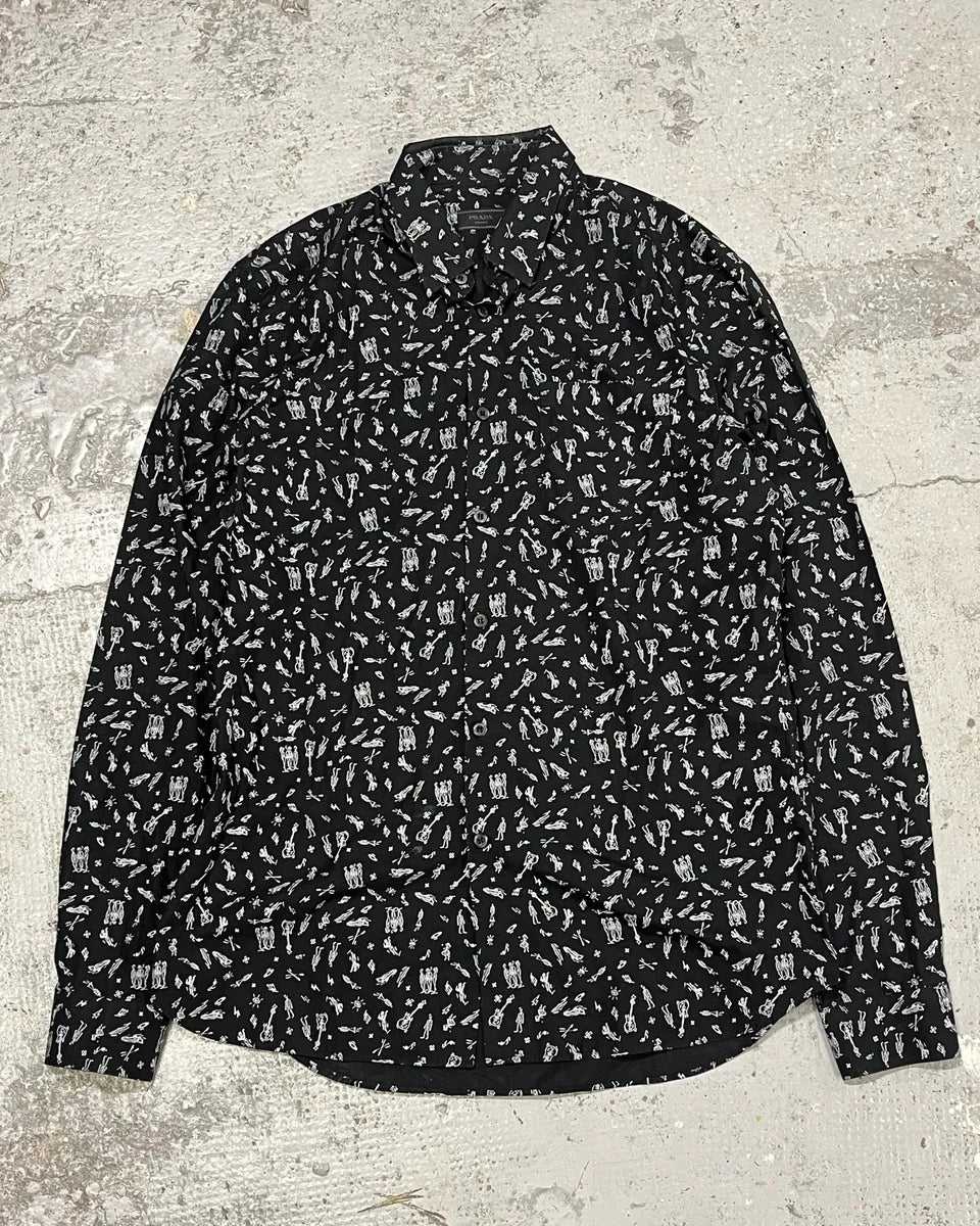 2000s Prada Rock Guitar Mafia Black Shirt sXBVmhl 0