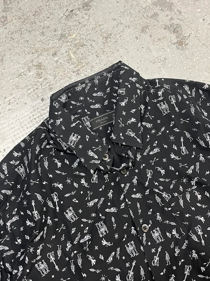 2000s Prada Rock Guitar Mafia Black Shirt sXBVmhl 4