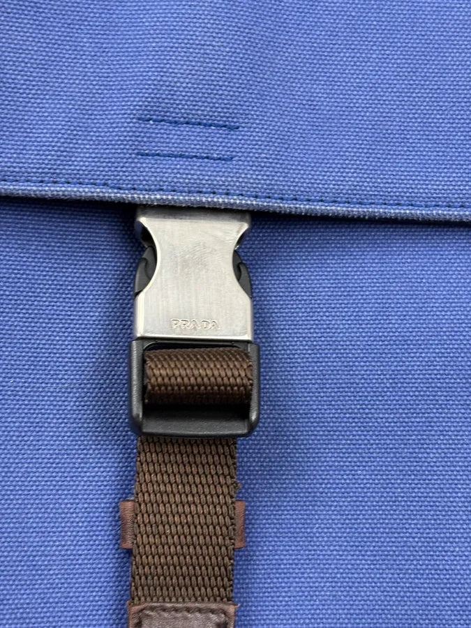 2000s Prada Royal Blue Canvas Messenger Bag BtVMnCG 8