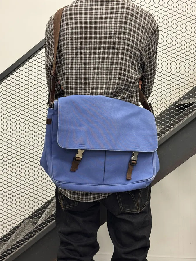 2000s Prada Royal Blue Canvas Messenger Bag BtVMnCG 2