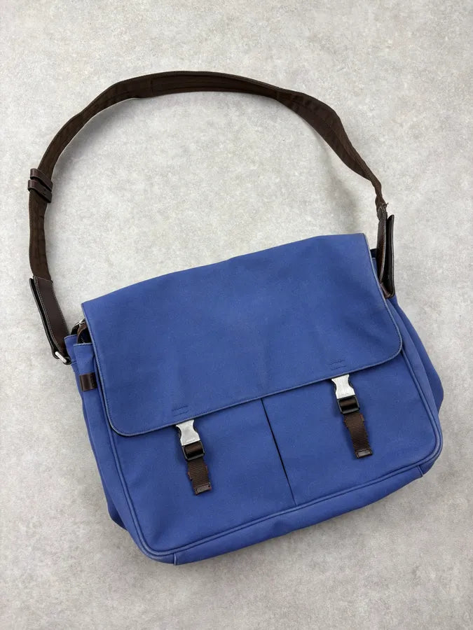 2000s Prada Royal Blue Canvas Messenger Bag BtVMnCG 3