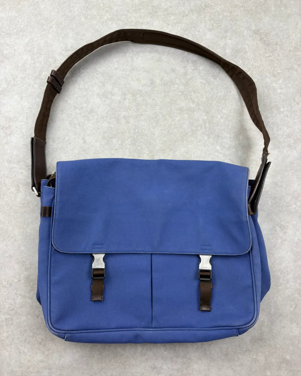 2000s Prada Royal Blue Canvas Messenger Bag BtVMnCG 0